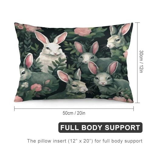 Outside Pillows Watercolor Bunnies Cushion Covers Happy Easter Holiday Decorative Cushion Cover Pillowcase Zipper Pillowcase for Livingroom Sofa Decoration 12 "x20 - color: Pattern-8, size: 20" x 12" (Pack of 1)