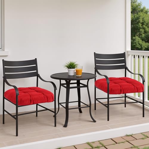 MTMR Waterproof Outdoor Chair Cushions Set of 2, 19X19 Patio Wicker Chair Cushions, Tufted Outdoor Cushions for Patio Furniture, Thick Outdoor Patio Replacement Seat Pads for Porch Lawn Chairs Red - color: Red