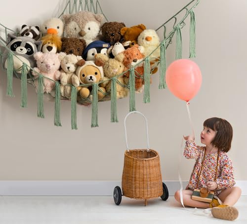 mirolam Stuffed Animal Storage Hammock or Net - Large Toy Hammock Net for Stuffed Animals Corner - Hanging Stuff Animal Organizer Holder Ideas for Plush - Baby Nursery Wall Bedroom Room Decor - color: Olive Green, size: XL Large(51L"*51H"*65"W)