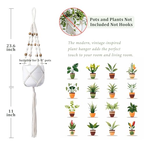Hanging Planters for Indoor Plants 3 PCS Wall Plant Hangers Macrame Wall Hanging Outside Garden Decor - color: Beige 03