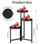Plant Stand indoor outdoor-3 Tier black Tall Metal Flower Pot Holder 9in Wide Potted Display Rack - Heavy Duty Corner Plant Shelf for Patio Garden Balcony Living Bedroom Room