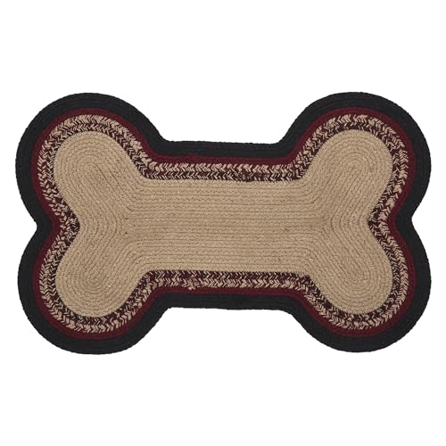VHC Brands Braided Cotton Rug Medium, Cotton Area Rug, Accent Rug, Floor Decor, Connell Collection, Bone Shape 15x23, Burgundy - size: 15x23