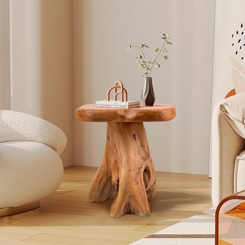 Small Side Table, Freeform Live Edge Wood Stool, Unique Design Natural Plant Stand for Patio, Garden, Yard, Living Room, Bedroom - size: 14"D x 13"W x 14.5"H