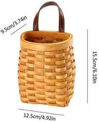 Hand-Woven Wood Storage Basket Portable Wall Hanging Flower Basket Organizer Fruit Vegetable Rattan Box Home Decoration