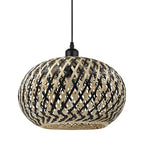 Island Pendant Light Black Natural Hand-Woven Bamboo Pendant Lights 1-Light Boho Light Fixtures Farmhouse Rustic Hanging Lamp for Living Room Dining Room Bedroom - color: Black Rattan, 1-Light