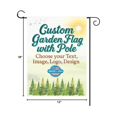 Custom Garden Flag with Pole Stand by DreamController; Personalized Yard Flag 12x18 Inch; 16x33 Holder Included; Upload Photo Text Logo; Made in USA; Fast Delivery - color: Garden Flag Custom