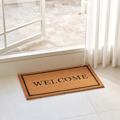KANKUN Coco Coir Door Mat with Heavy Duty Backing, Welcome Doormat (17" x 30"), Doormat Entrance (Welcome2-1Pack) - color: Welcome2 - 1pack
