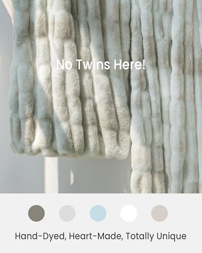 Faux Rabbit Fur Throw Blanket, Ultra Soft Plush Cozy Blanket for Couch Bed, Thick Fluffy Ruched Tie-Dye Decorative Blanket, Giftable,60"x80",Tie-Dye Cream Beige - color: Tie-dye Cream Beige, size: Twin(60"x80")