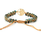 Women Boho Wrap Bracelet,Handmade Natural Stone Crystal Emperor Beads Heart Bracelet, Fashion Bohemian Jewelry Gift for Women - color: Green Turquoise