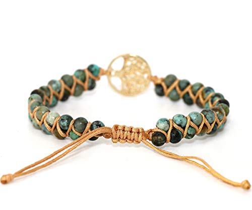 Women Boho Wrap Bracelet,Handmade Natural Stone Crystal Emperor Beads Heart Bracelet, Fashion Bohemian Jewelry Gift for Women - color: Green Turquoise
