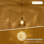 Farmhouse Pendant Light – Hand-Blown Smoked Gray Hammered Glass Shade, Polished Chrome Finish, E26 Socket, Adjustable Chain Hanging Fixture for Kitchen Island, Dining Room & Hallway, 15" H x 12" D - color: Chain Smoked