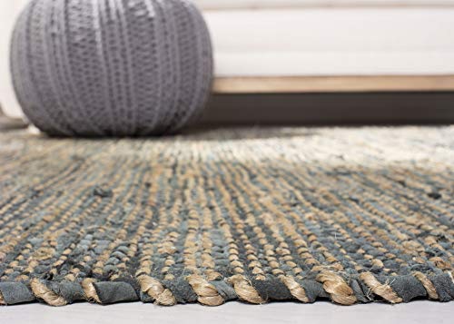 SAFAVIEH Vintage Leather Collection Accent Rug - 2' x 3', Grey, Handmade Boho Fringe Leather & Jute, Ideal for High Traffic Areas in Entryway, Living Room, Bedroom (VTL203F) - color: Grey, size: 2' x 3' (Rectangular)