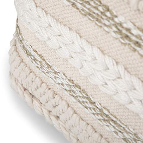 SIMPLIHOME Sommer Square Pouf - 18 inch Wide Upholstered Handloom Woven Cotton Ottoman in Natural, Boho-Style Footstool, Extra Seating or Accent Piece for Living Room or Bedroom, Assembled - color: Natural, style: Cotton Pouf