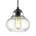 ELYONA 8 Inch Globe Pendant Light Bubble Glass Industrial Kitchen Island Hanging Pendant Light Fxiture Modern Hand Blown Seeded Glass for Farmhouse Dining Room Bar Bedroom Living Room Black - color: Black