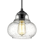 ELYONA 8 Inch Globe Pendant Light Bubble Glass Industrial Kitchen Island Hanging Pendant Light Fxiture Modern Hand Blown Seeded Glass for Farmhouse Dining Room Bar Bedroom Living Room Black - color: Black