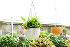 Hanging Basket Plastic Flower Pot Round Resin Garden Hanging Planter for Indoor Outdoor Plants 2 Pack White - color: 8 Inch White