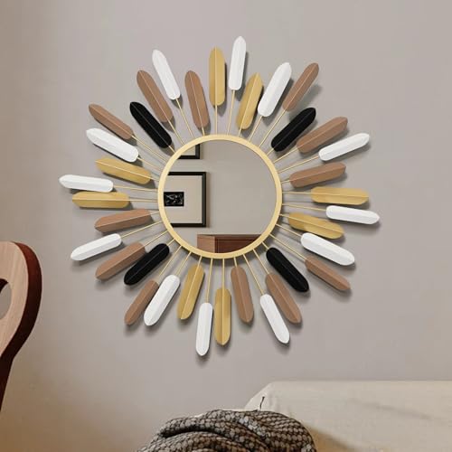 24" Boho Wall Mirror Flower Design,Luxury Decorative Rustic Farmhouse Mirrors for Living Room, Bathroom, Bedroom, and Entryway - color: Brown, size: 23.6“*23.6*