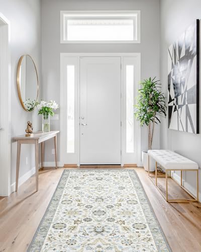 MINIDEAR 2x6 Runner Rugs for Entryway, Kitchen, Washable Rugs for Bedroom Non Slip Vintage Rug with Floral Print Carpet Mat for Home, Daisy - color: Daisy, size: 2' x 6' (Rectangular)