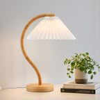 Boho Hand Woven Rattan Table Lamp with White Fabic Shades Plug in and Play Gooseneck Table Light for Bedside Living Room Bedroom Office