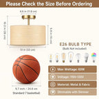 13" Boho Woven Rattan Ceiling Light Fixture, 3-Light Semi Flush Mount Modern Drum Lamp with Beige Fabric Shade, Rustic Lighting for Bedroom, Living Room, Dining Room, Hallway and Entryway - color: Warm Beige