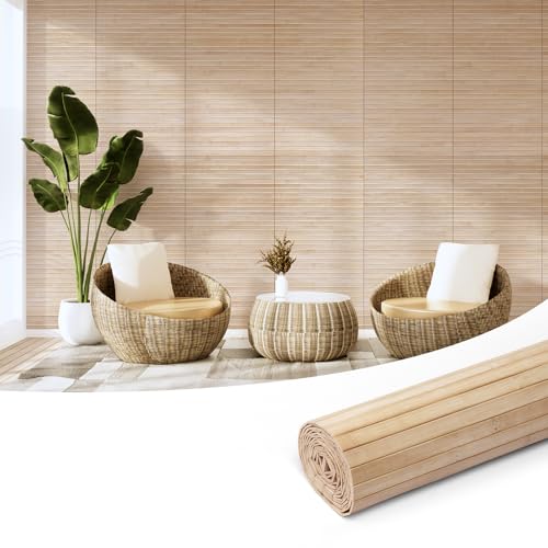 Art3d Natural Bamboo Wall Panel for Interior Wall Decor, Renewable Pole Wrap Wainscoting Paneling for Wall Ceiling Furniture Cabinet Office, 12 x 96 Inch - Carbonized, 1-Pack - color: Carbonized, size: 1-12" x 96"