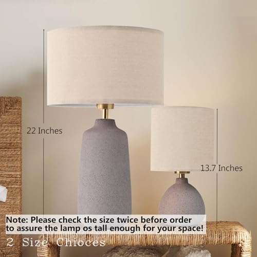 BrightWe Earth Brown Ceramic Table Lamp Set of 2 Tall 22in Lamps for Living Room End Table Bedroom Farmhouse Rustic Lamp Set Bedside Nightstand Lamps Set of Two Side Table Lamps, 22IN - color: Earth Brown, size: Large