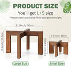 Wonderjune 2 Pcs Wood Plant Stands Indoor Mid Century Modern Holders for Plants Wooden Flower Stands, Boho Rustic Wooden Stool for Plant Pot Holder(Large Fit 5-15 Inch Pot, Small Fit 3-8.2inch)