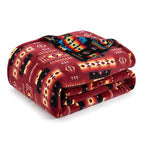 Sacred Thread Aztec Blanket Fleece, Reversible Native American Blanket, Western Throw, Native American Western (Burgundy Flannel), Full (60”x80”) - color: Burgundy Flannel, size: Full (60”x80”)