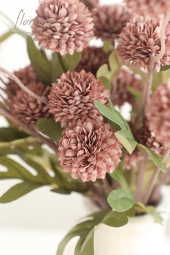 Floroom 5pcs Dusty Rose Faux Silk Mums Artificial Flowers, Bulk Fake Small Mini Chrysanthemums with Stems for DIY Wedding Centerpieces Floral Arrangements Vase Fillers Home Decorations - color: Dusty Rose, size: 5pcs