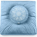 Hihealer Meditation Cushion, Traditional Tibetan Meditation Pillow Velvet Cover - Large Floor Cushion Seating for Adults - Yoga Buckwheat Bolster for Women、Moms - color: Restful Blue(set)