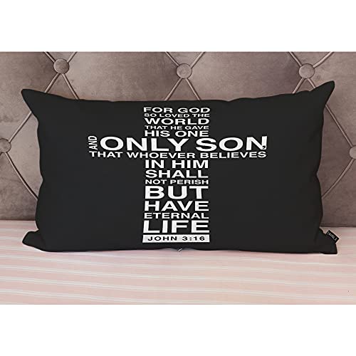 EKOBLA Bible Verse Oblong Throw Pillow Covers for God So Loved The World Christian Church Faith Holy Religious Decorative Cushion Cases for Couch Sofa Bedroom Cotton Linen 12x20 Inches - color: Multi-bs22, size: 20" x 12" (Pack of 1)