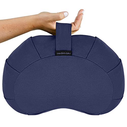 Retrospec Sedona Zafu Meditation Cushion with Buckwheat Hull Fill - Adjustable Yoga & Pilates Equipment Support - 17in Crescent Cotton Cover - color: Midnight, size: 1 Count (Pack of 1)