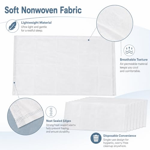 Sukh Disposable Pillow Case Covers Standard Size - White Pillow Cases Bulk Set 15 Pack, Pillow Covers Standard Size 31 x 20 Inch, Travel Pillow Case Cover for Hotels, Guest Rooms, Bedding Supplies