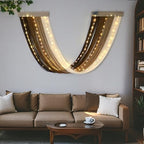 Macrame Fairy Lights Battery Operated with Remote | Large Macrame with 20ft 100 LED String Lights,Brown Gradient Warm White Light for Living Room,Bedroom,Christmas,Holiday Deco - color: Brown-Warm White