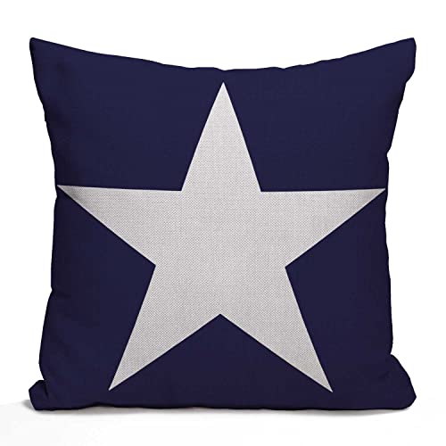 Nphuriy Blue Star Throw Pillow Cover Abstrat USA Star Design on The Blue Background Decorative Pillow Case Cotton Linen Cushion Cover Decor 16x16 Inch Pillowcase for Home - color: Multi 25