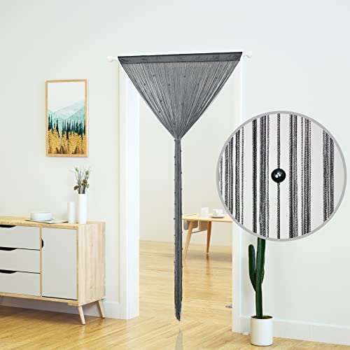 YaoYue Beaded Curtain Door String Curtains for Doorway Tassels Beads Hanging Fringe Hippie Room Divider Window Hallway Entrance Wall Closet Bedroom Privacy Decor (39×79in/100×200cm, Grey) - color: Grey, size: 39"W x 79"L (Pack of 1)