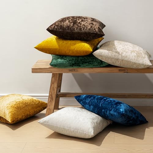 MIULEE Velvet Throw Pillow Covers Set of 2, Soft Neutral Decorative Pillow Cases with Luxurious Textured Vintage Cushion Covers for Home Decor Couch Sofa Bed,Cream White 18x18 inch - color: Cream White, size: 18" x 18" (Pack of 2)