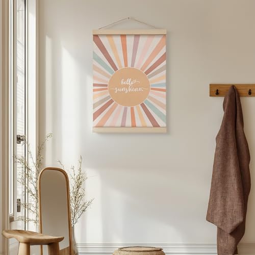 ZNGFON Boho Sun Poster Hanger Frame 12x16, Bohemian hello Sunshine Canvas Wall Art Posters with Wooden Frames, Abstract Minimalist Wall Hanging Room Door Decor Decorations for Bedroom Living Room A1 - color: Decor 03
