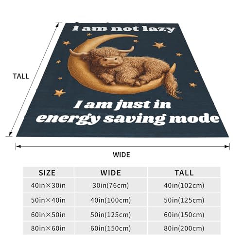 Highland Cow Throw Blanket Sleeping Cows Warm Decor Soft Flannel Blanket Highland Cow Gifts for Kids Boys Girls Men Women 50" X 60" - color: Funny Highland Cow, size: 50"X60"