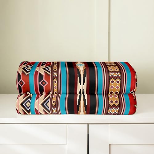 Aztec Bed Blanket 40"X50", Ethnic Tribal Arrow Flannel Fleece Blanket, Vintage Southwestern Native Bohemian Throw Blanket, Western Star Exotic Geometric Diamond Fuzzy Sherpa Blanket Room Decor - color: Multi 03, size: 40*50