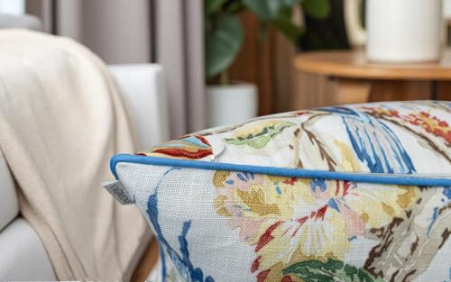 VAGMINE Jacobean Bird Floral 20x20 Inch Throw Pillow Cover - Ivory Multi-Color Print on Textured Polyester - Cushion Case for Couch Sofa - Grandmillennial Decor - Scarlet - color: Scarlet, size: 20" x 20" (Pack of 1)