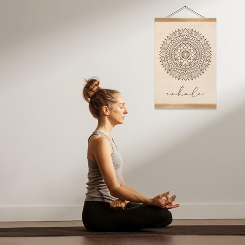 ZTGDA Boho Mandala Wall Art Exhale Inspirational Poster Minimalist Linen Canvas Hanging Print for Yoga Room, Meditation Space, or Bedroom Decor Calming Zen Home Wall Decor(Yoga) - color: Yoga