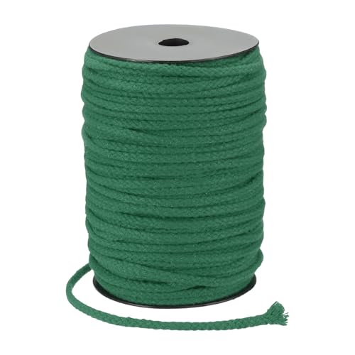 MECCANIXITY Macrame Cord 5mm x 295 ft Handmade Natural Cotton Rope, 8 Strand Twisted Braided Rope Cord for Plant Hanger Wall Hanging Dream Catcher Crafts Home Decoration, Dark Green - color: Dark Green