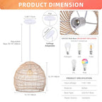Arturesthome 15.7" Rustic Woven Pendant Ceiling Light Fixture,Rattan Chandeliers Hanging Light for Farmhouse Home Decro Kitchen Island Dinning - color: Rattan, size: 15.7in*13.78in