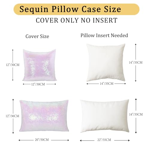 ShinyBeauty Iridescent White Throw Pillow Covers 12X20 Inches Set of 2, Rectangle Pillow Cover, Glitter Fabric Sequin Pillow Case for Couch,Sofa,Living Room Pillows Party Decorations - color: Iridescent White, size: 20" x 12" (Pack of 2)