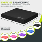 ProsourceFit Exercise Balance Pad, Non-Slip Cushioned Foam Mat & Knee Pad for Fitness and Stability Training, Yoga, Physical Therapy - color: Black, size: XL - (18.75" x 15")