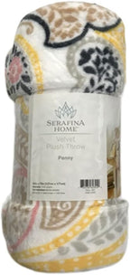 Serafina Home Throw Blanket: Velvelty Soft, Durable Fleece Accent for Bed or Couch (Yellow Paisley, 50 x 70 inches)