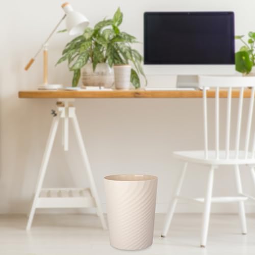 UUJOLY Plastic Small Trash Can Wastebasket, Garbage Container Basket for Bathrooms, Laundry Room, Kitchens, Offices, Kids Rooms, Dorms, (Beige, 1.8 Gallon) - color: Beige, size: 1.8 Gallon/1 Pack