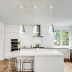 3 Pack Mini White Pendant Light Kitchen Island Modern Wood Pendant Lighting Cone Hanging Lights Hollow Top Nordic Island Light for Counter, Bar, Hallway - color: White 3-PACK