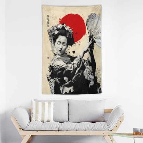 JOKIMAL Japanese Woman Geisha Samurai Tapestry Poster Wall Art WallDecorApartment Home Dorm Wall Decorations for Living Room BedroomTapestries 40"x60" - color: Geisha 2